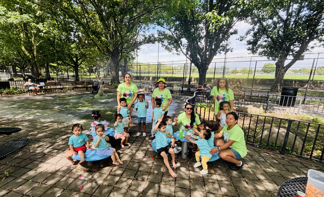 Children and teachers enjoying time together outdoors